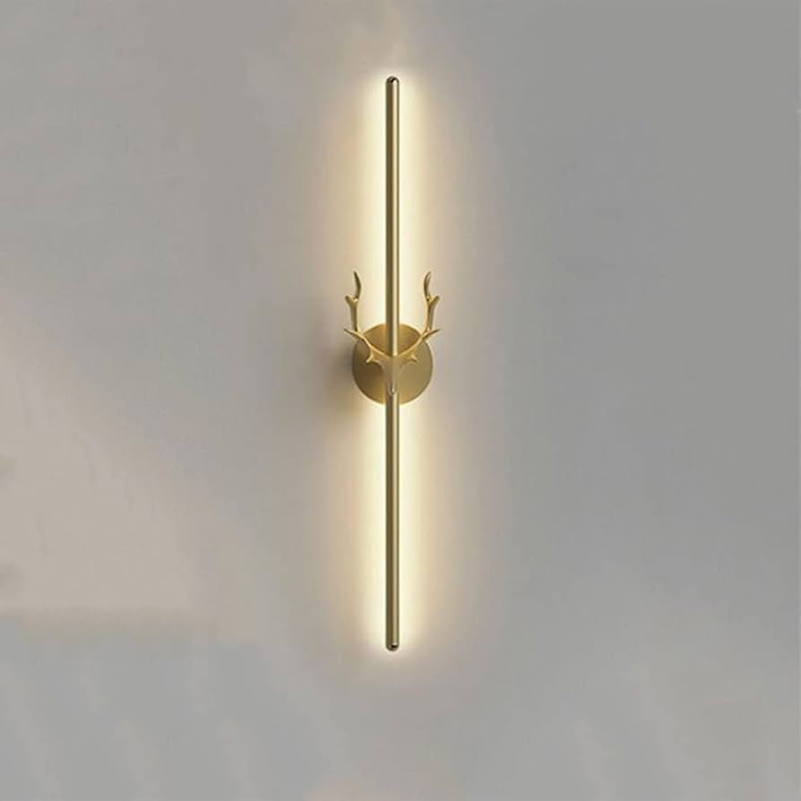 600 Modern Long Gold Deer Led Wall Lamp - Tricolor